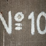 Large N and number 10 in white