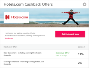 Quidco cashback offer on hotels