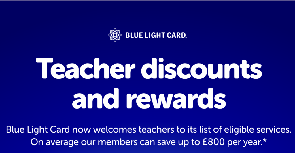 Teachers can now access Blue Light Card rewards