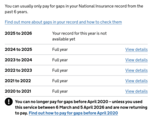 Plug gaps in National Insurance record 2026