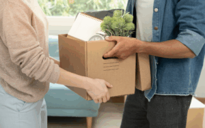 Couple with moving box